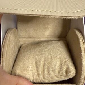 Beige Travel Jewelry Pouch with Cushion Insert